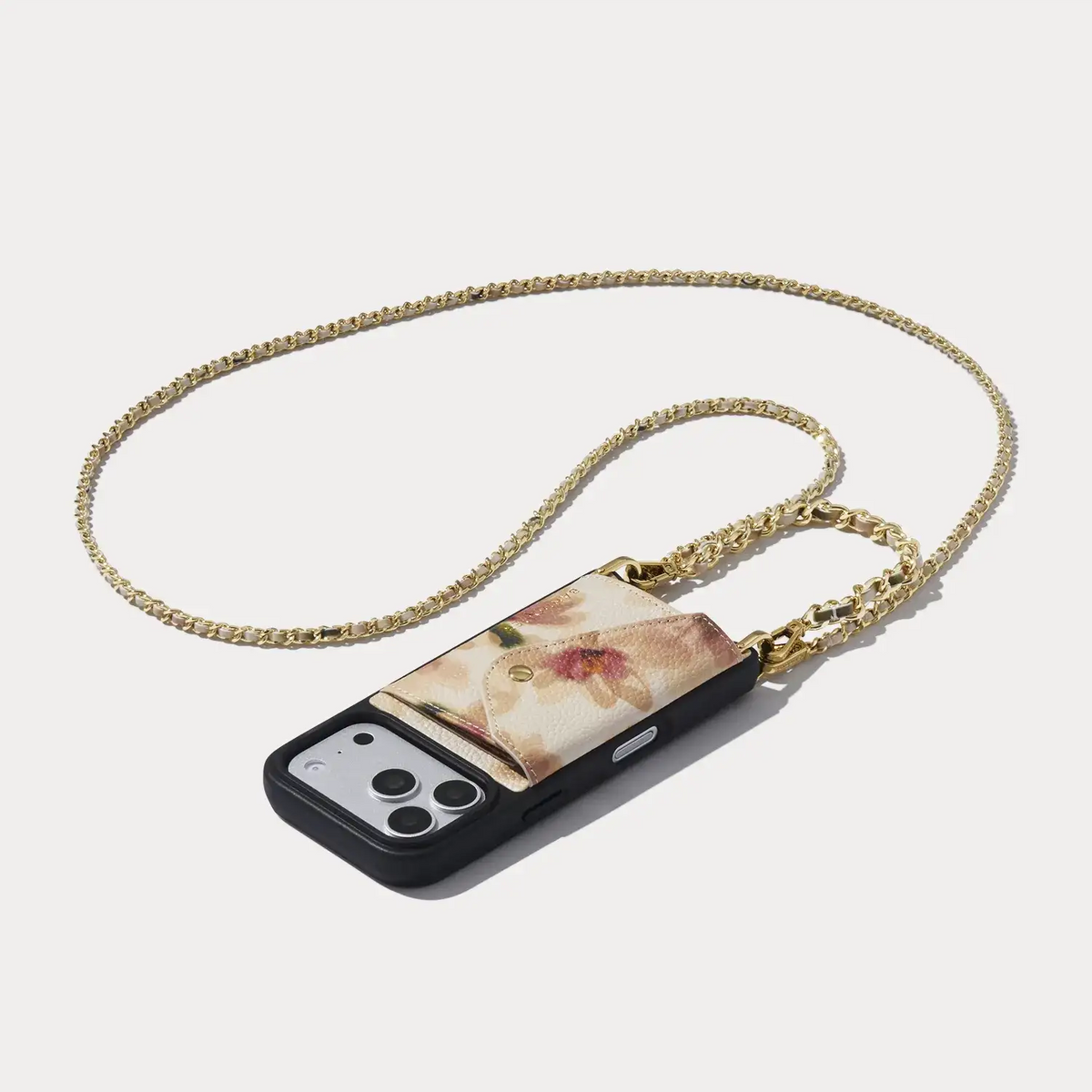 Lily Side Slot Leather Crossbody Bandolier Set - Shadow Floral/Gold