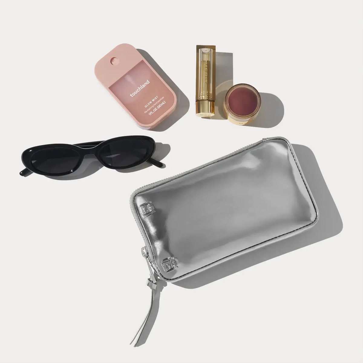 Kate Zipper Pouch - Silver Patent/Silver