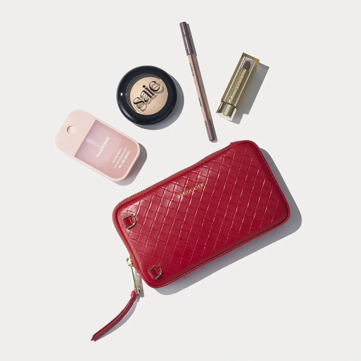 Expanded Zip Pouch - Tomato Red Woven/Gold (One Size - Grace)
