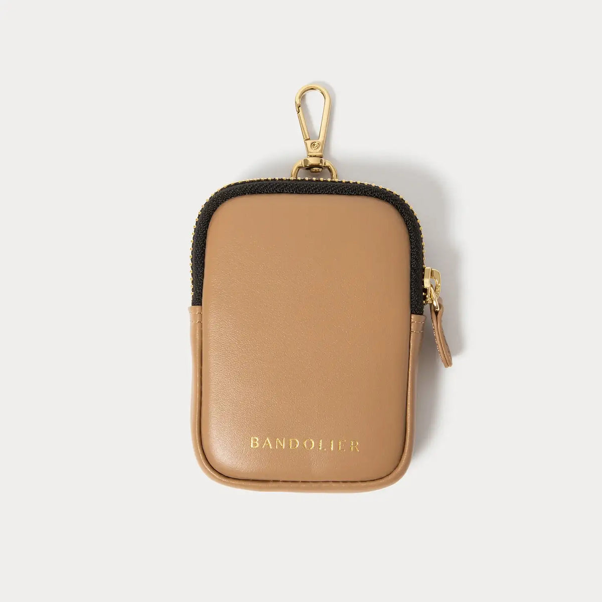 Mini Zip Clip-On Pouch - Tan/Gold