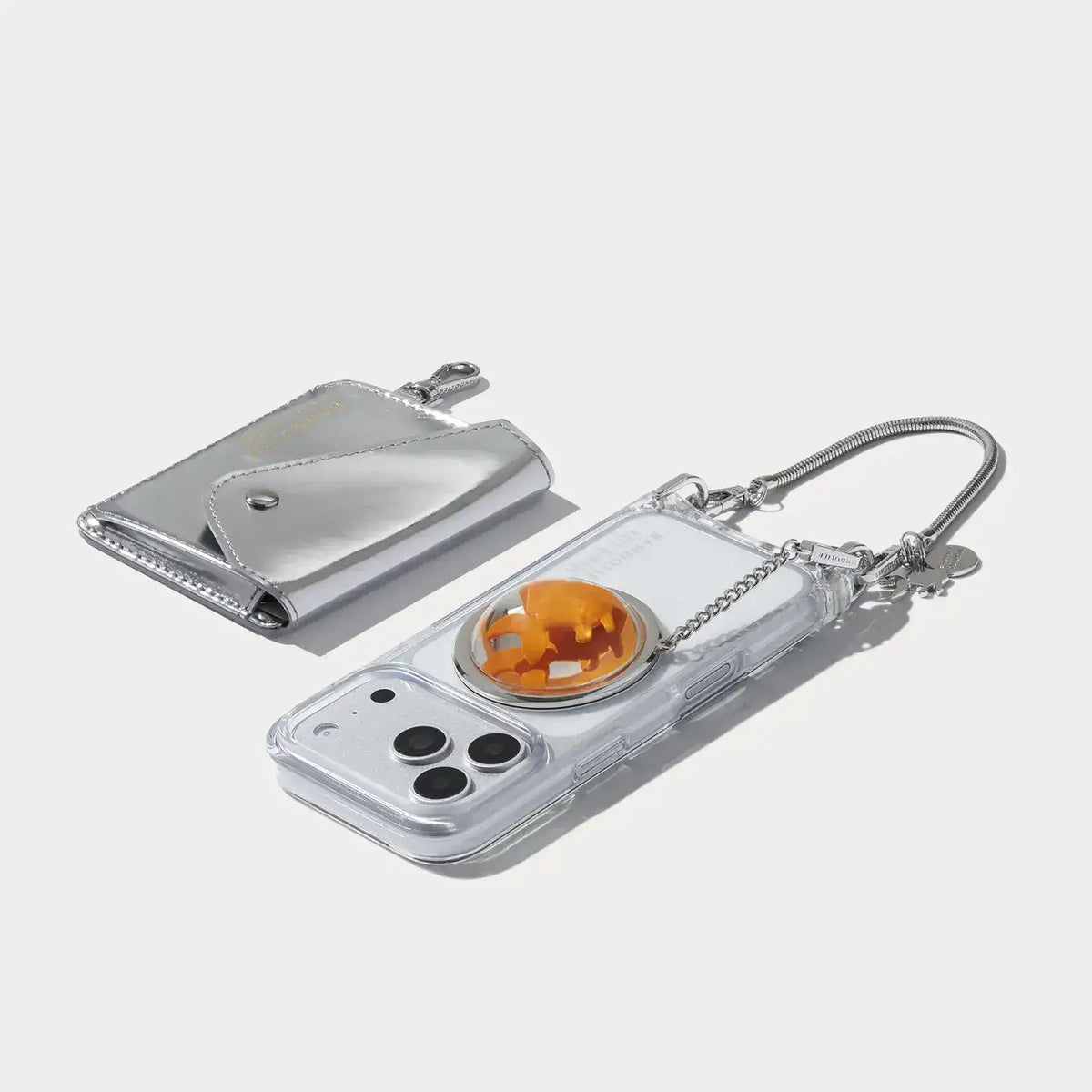 Goldie Wristlet Wallet Set - Clear/Silver