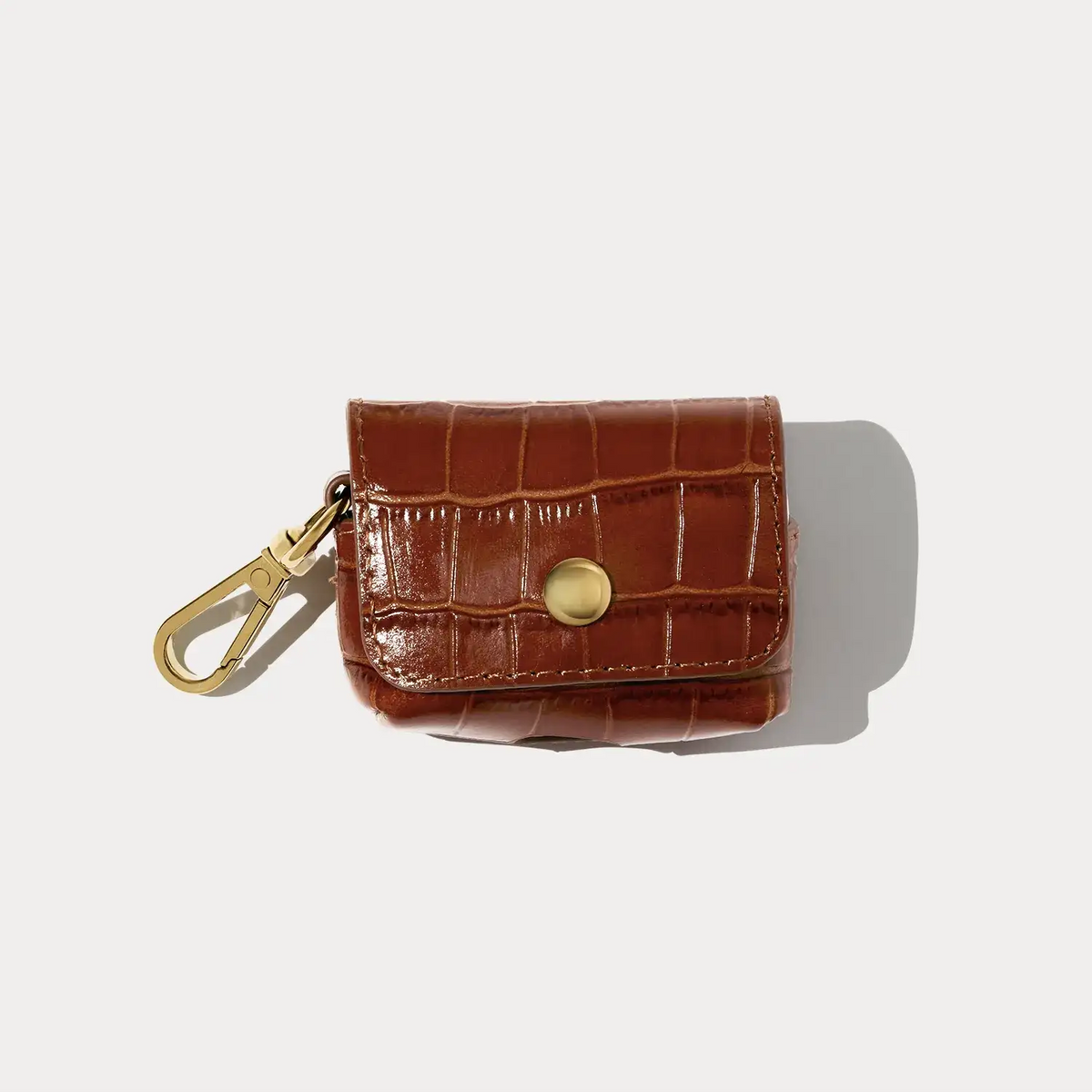 Avery AirPod Clip-On Pouch - Auburn Croc/Gold
