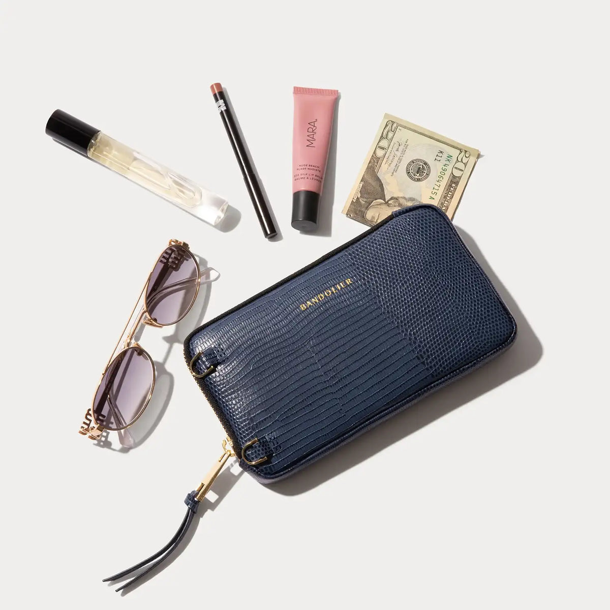 Expanded Zip Pouch - Indigo/Gold