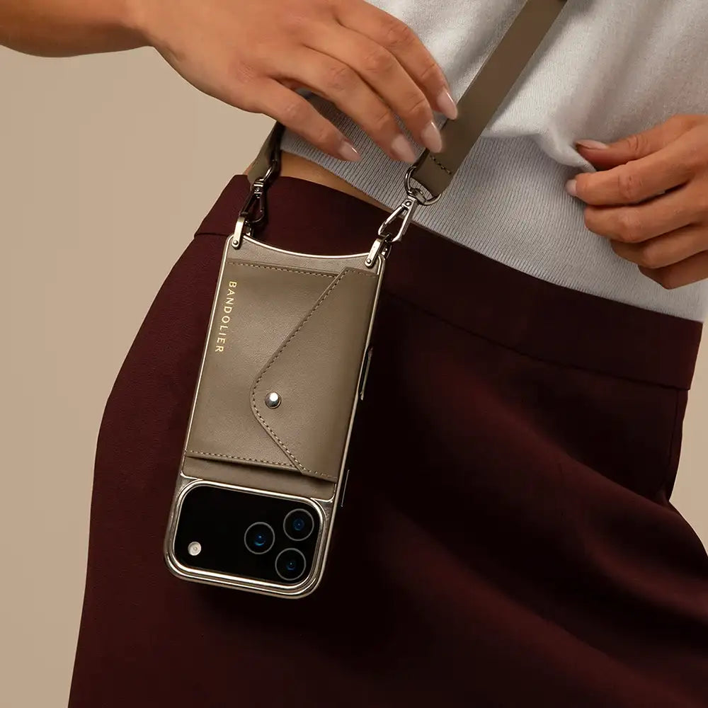 Hailey Chrome Crossbody Phone Case - Chrome Warm Gray/Antique Silver
