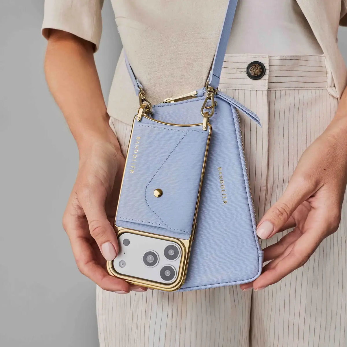 Expanded Zip Pouch - Periwinkle Wave/Gold