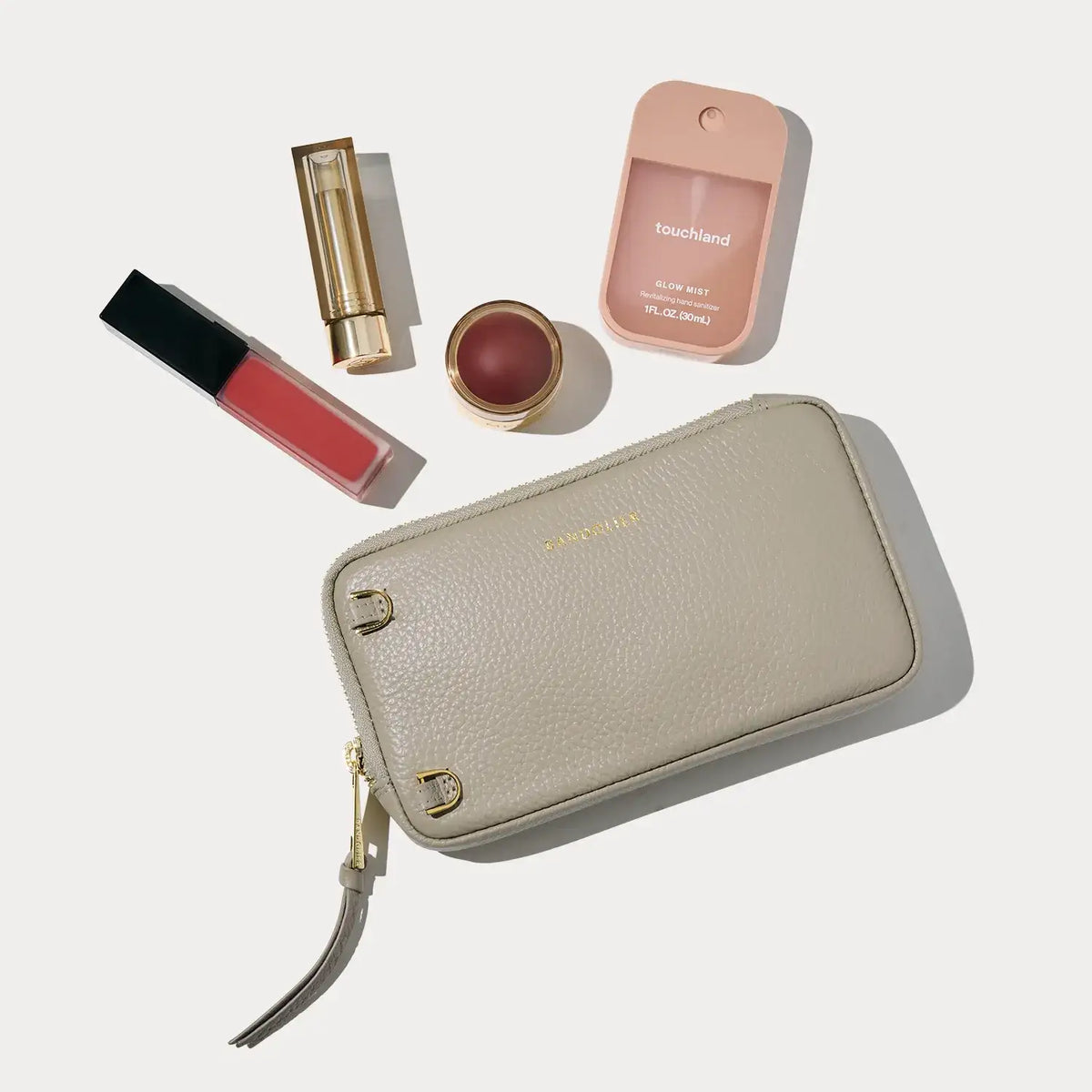 Expanded Zip Pouch - Stone/Gold
