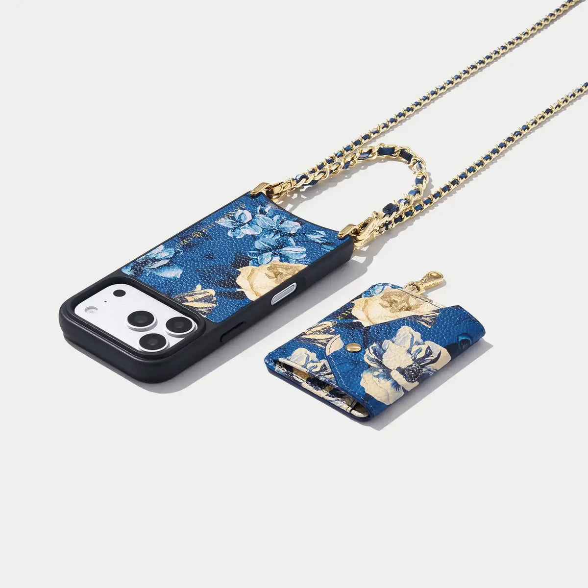 Rae Magnet Duet Wallet Crossbody Phone Case - Ceci Indigo Floral/Gold