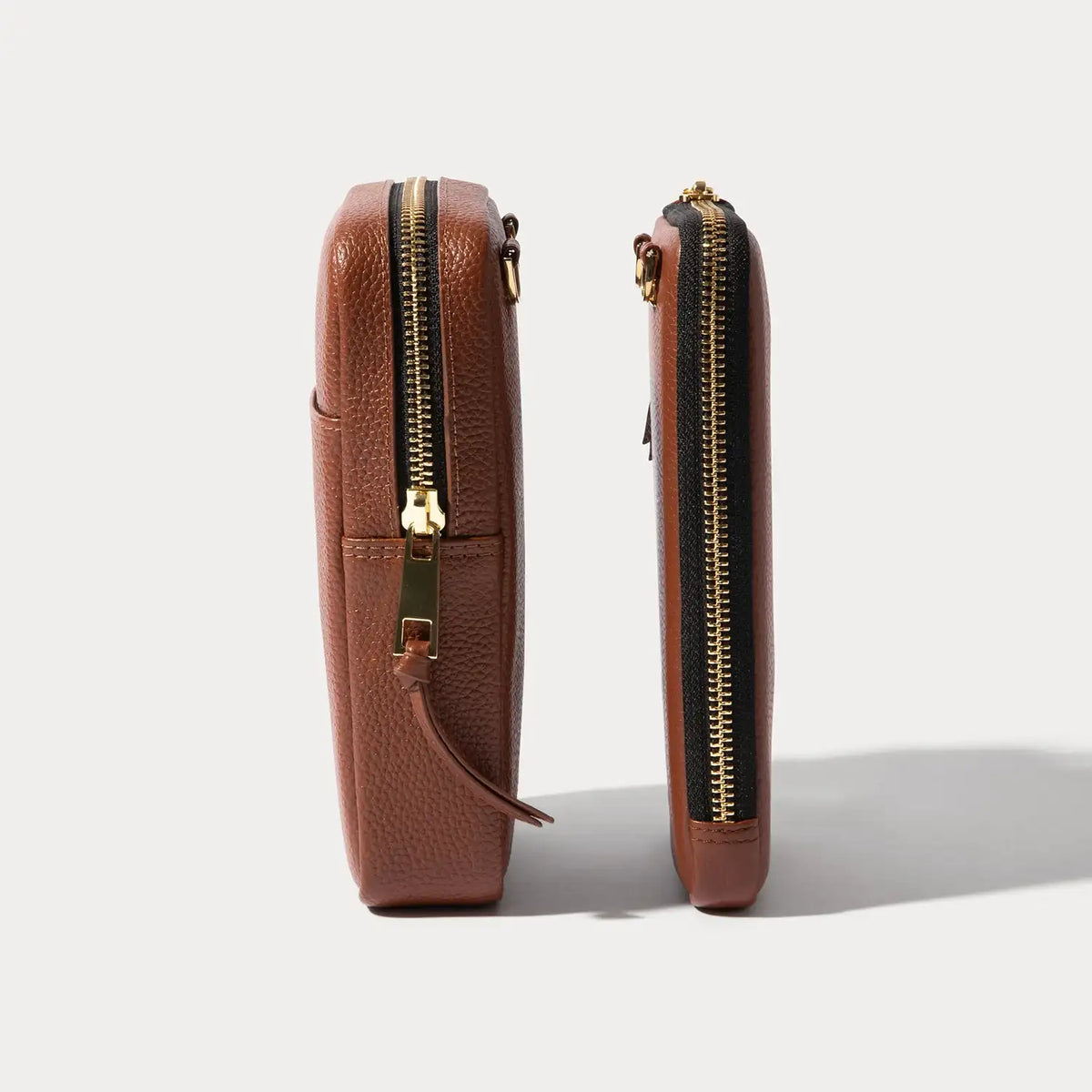 Large Expanded Pouch - Cognac/Gold