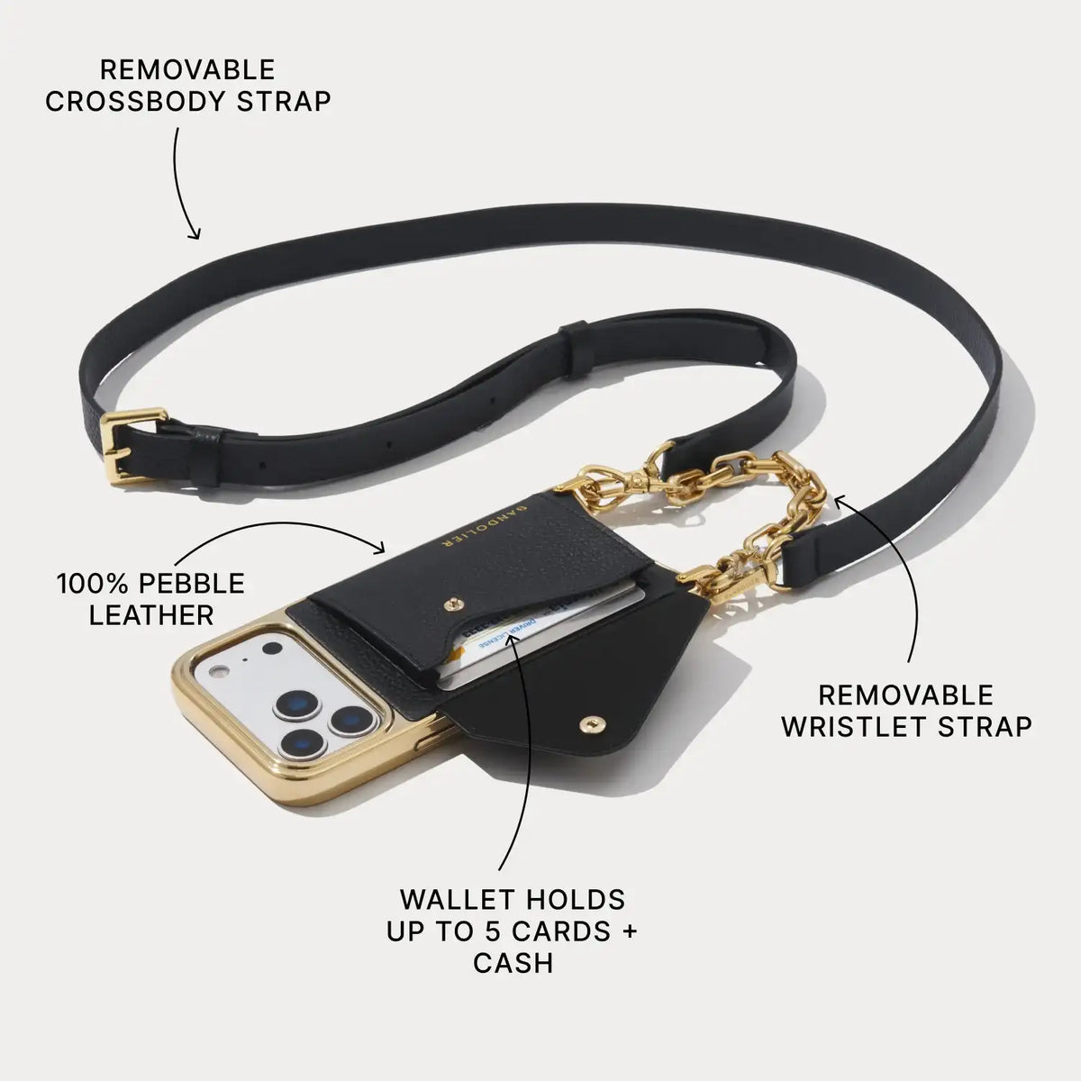 Hailey Astrid Wristlet Set - Black/Gold