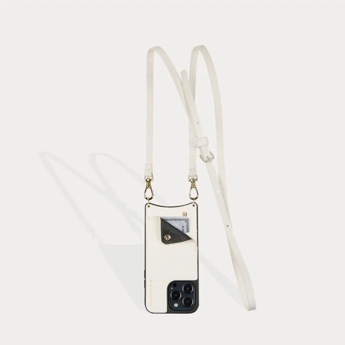 Emma Pebble Leather Crossbody Bandolier - Ivory/Gold