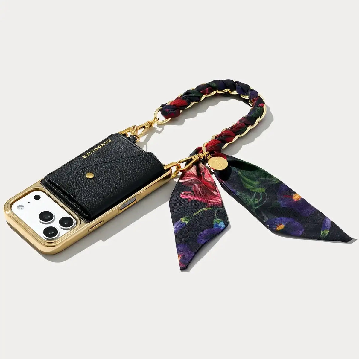 Scarf Twilly Wristlet - Ceci Midnight Garden/Gold