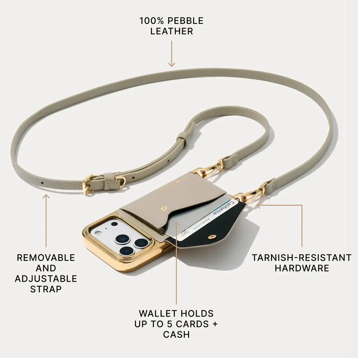 Donna Pouch Set - Stone/Chrome Gold