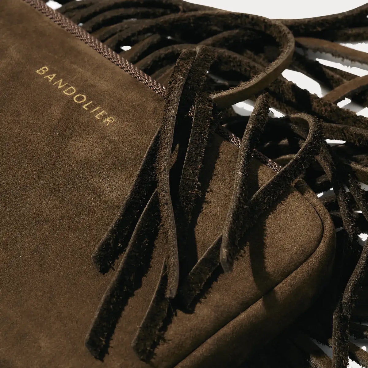 Fringe Expanded Pouch - Chocolate Suede/Gold