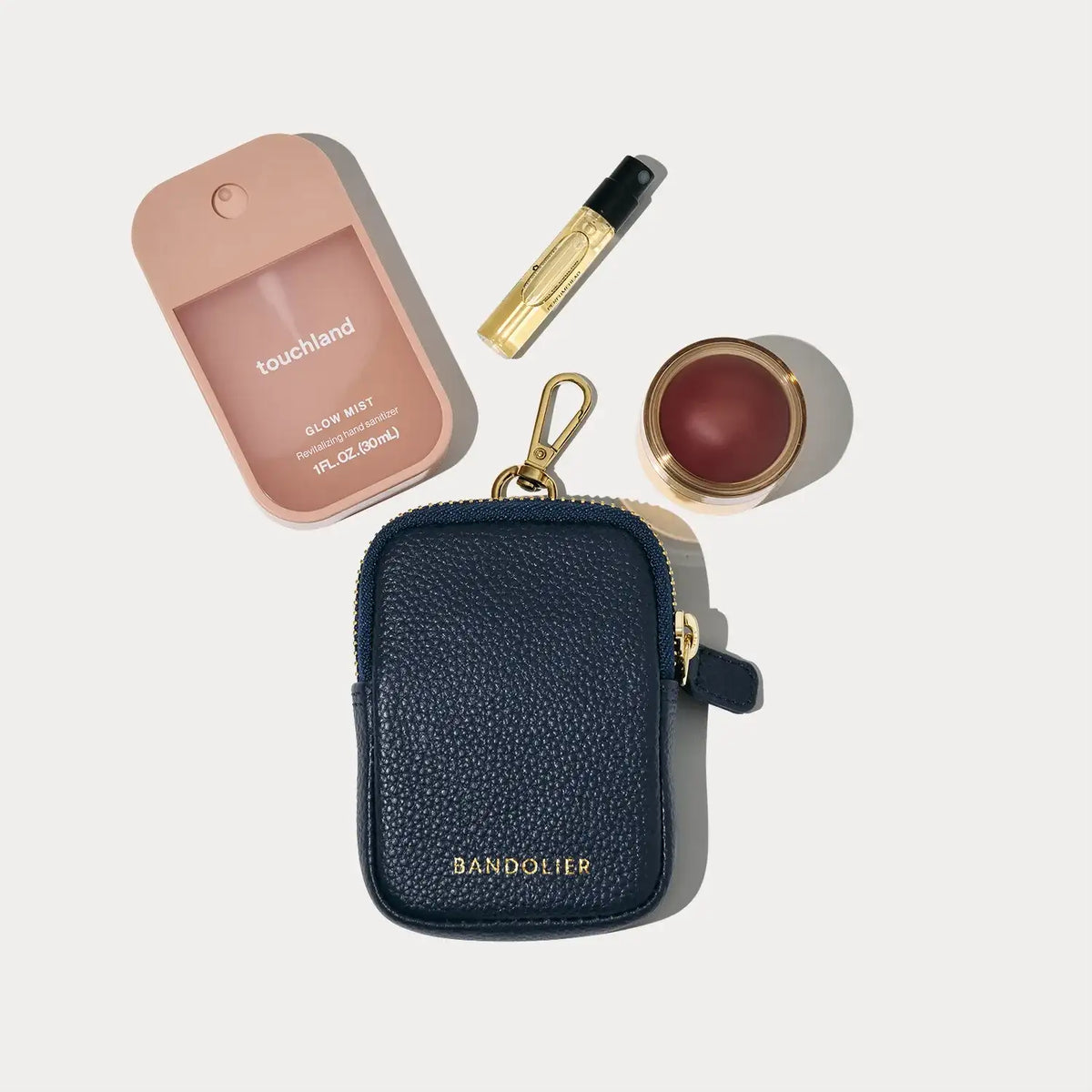 Mini Zip Clip-On Pouch - Navy/Gold