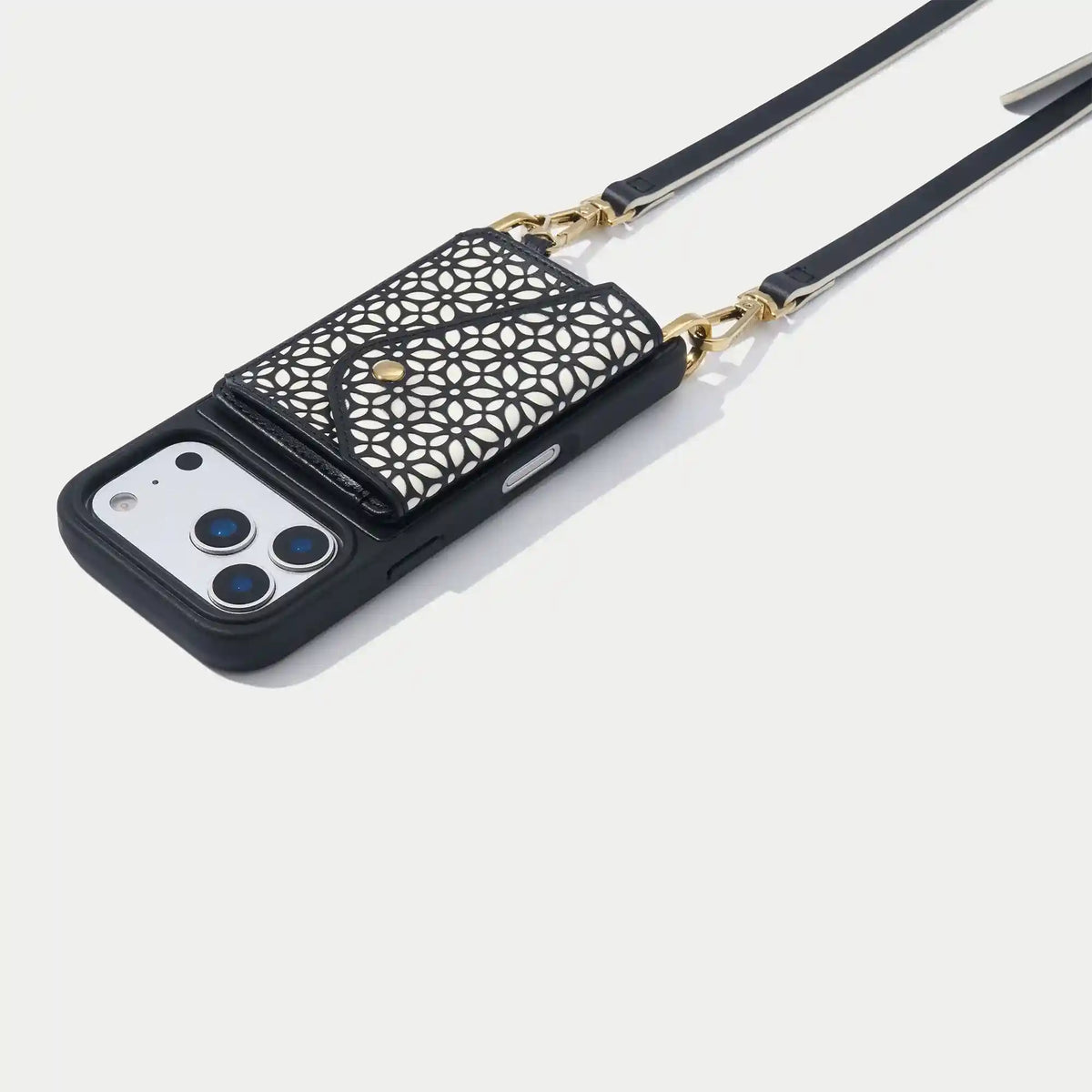 Mira Magnet Wallet Crossbody Phone Case - Black Ivory/Gold