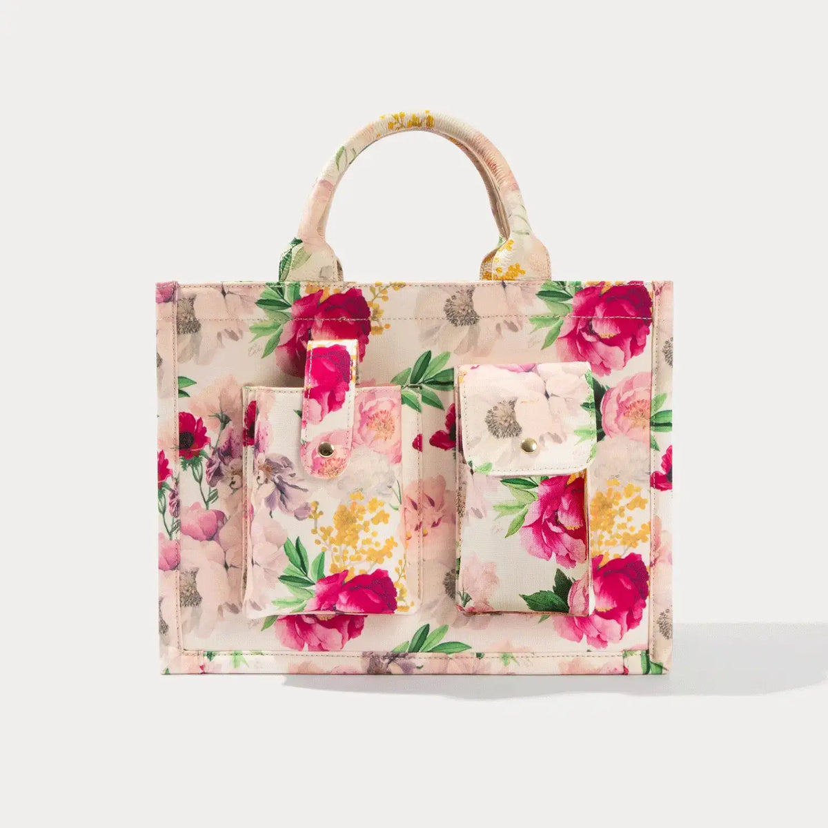 Book Tote - Ceci Ivory Floral/Gold