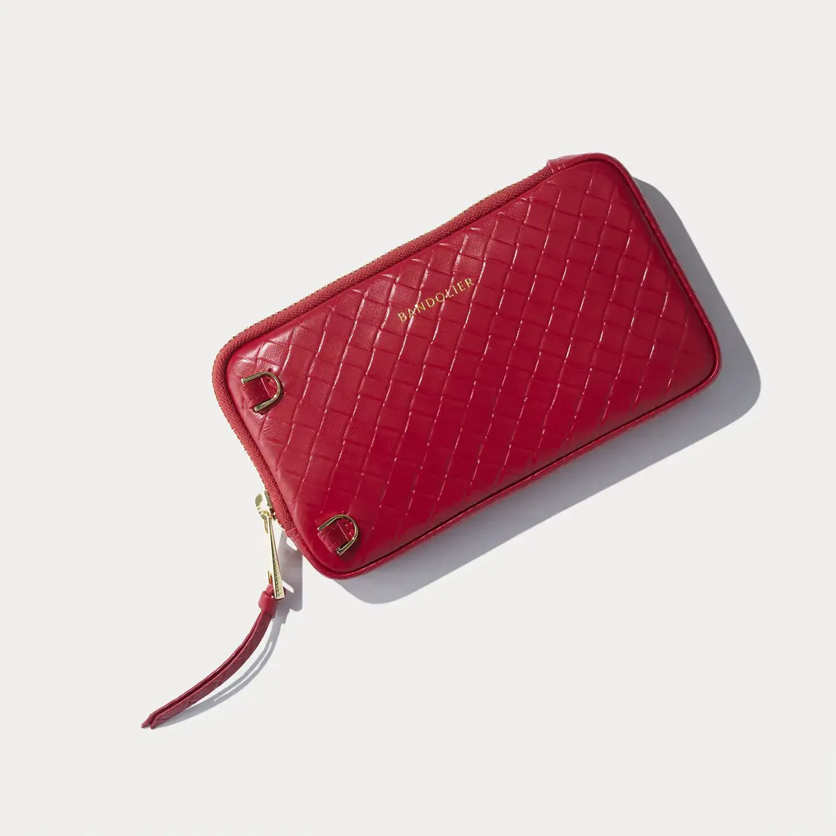 Expanded Zip Pouch - Tomato Red Woven/Gold (One Size - Grace)