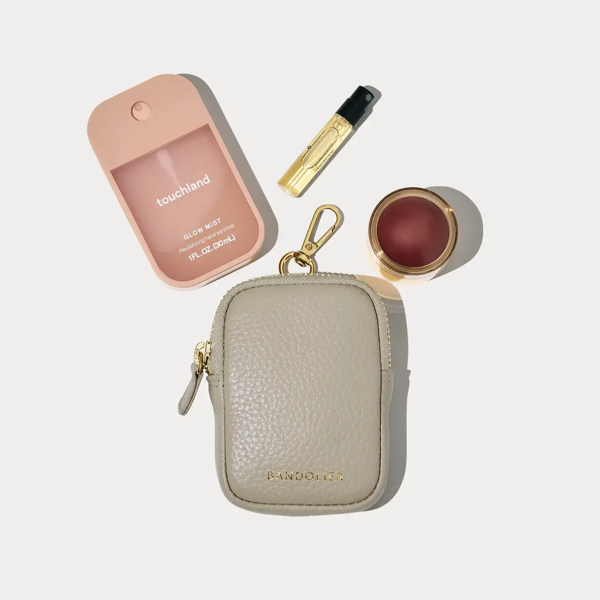 Mini Zip Clip-On Pouch - Stone/Gold