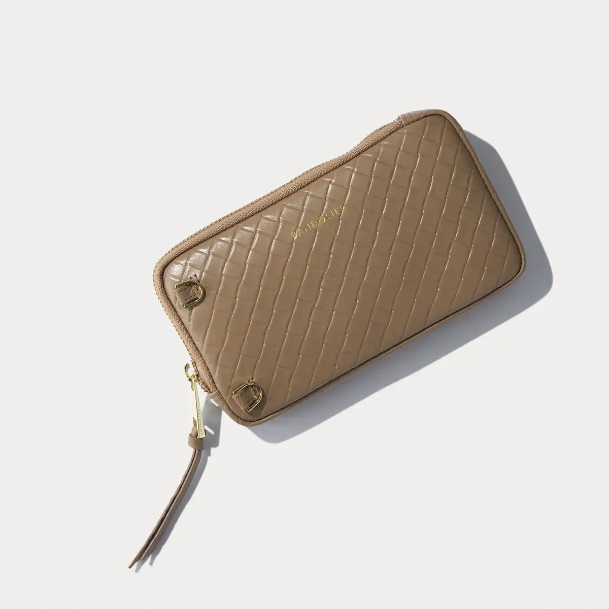 Expanded Zip Pouch - Latte Woven/Gold