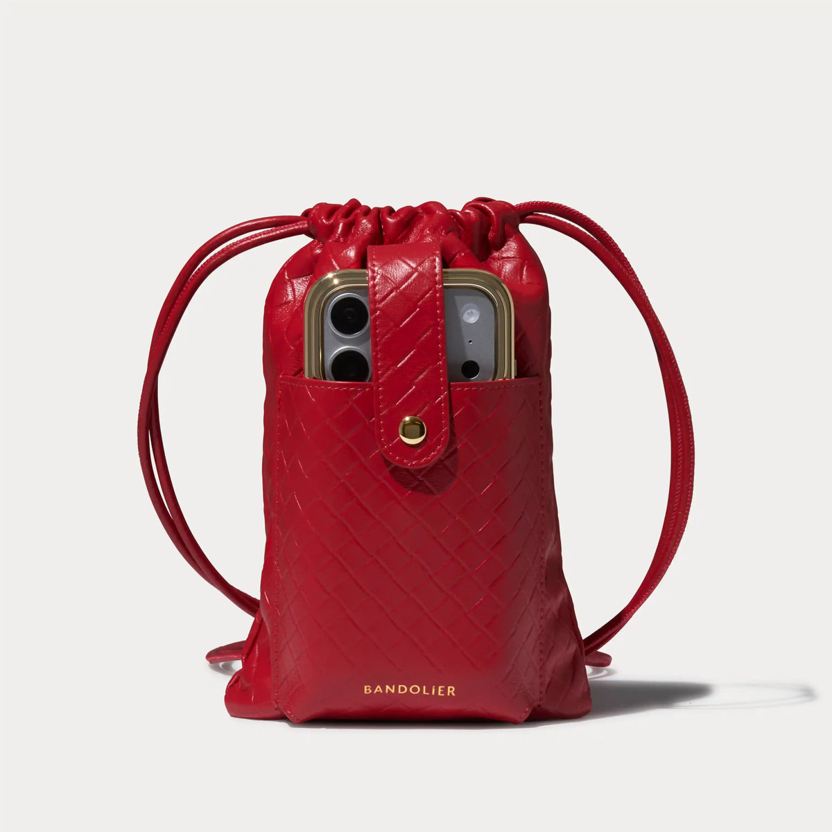 Dillon Pouchette - Tomato Red Woven/Gold
