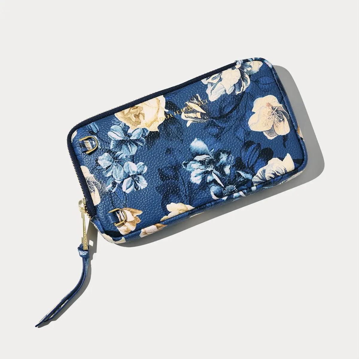 Expanded Zip Pouch - Ceci Indigo Floral/Gold