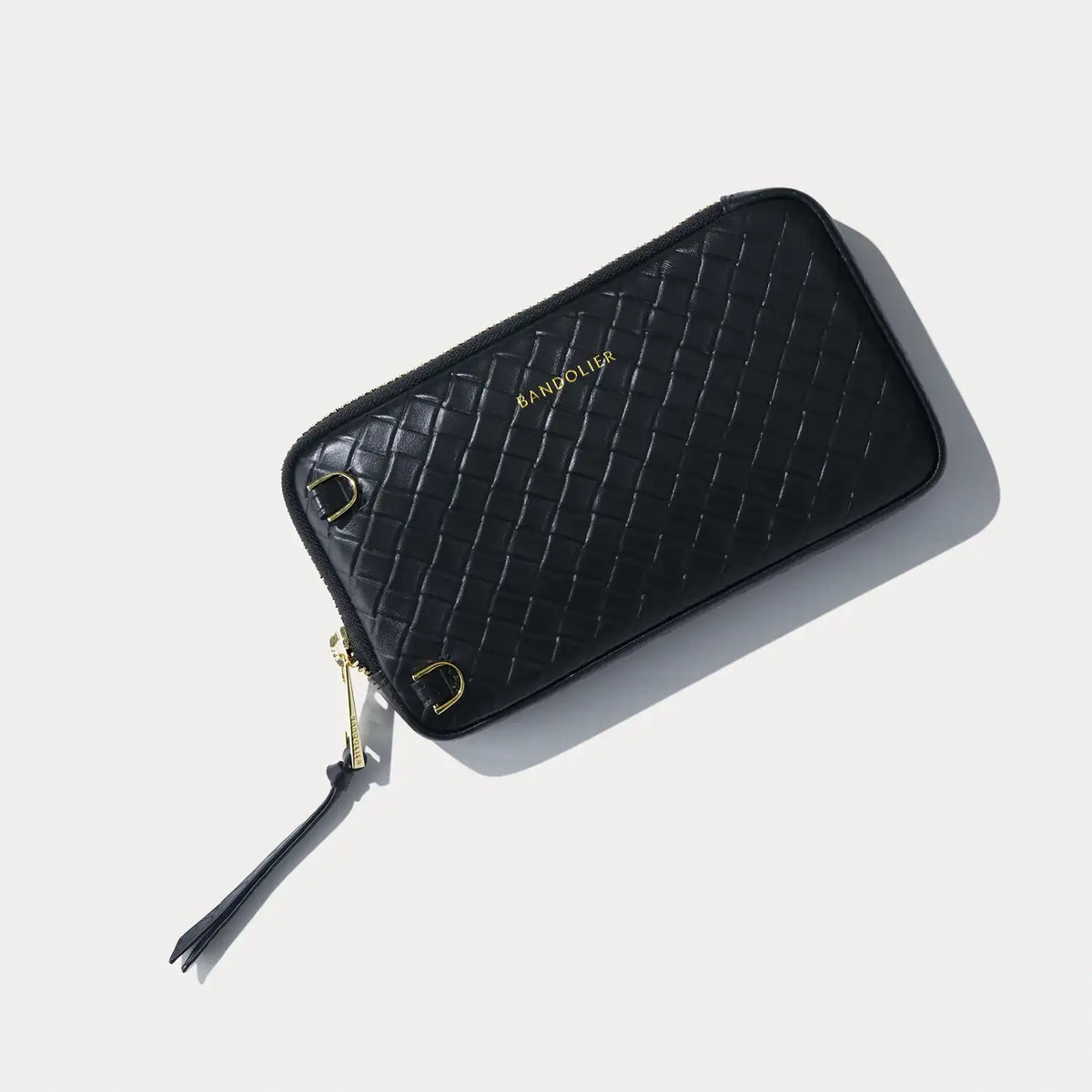 Expanded Zip Pouch - Black Woven/Gold