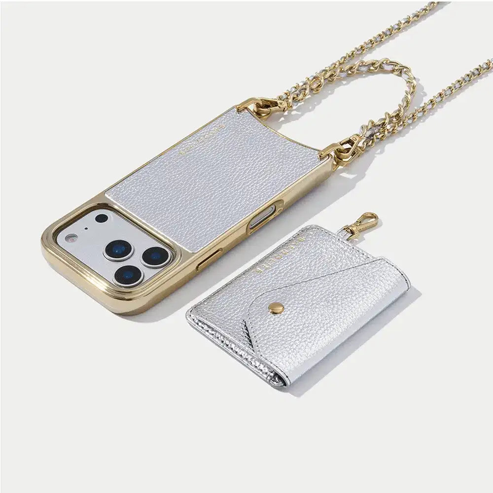 Rae Magnet Duet Wallet Crossbody Phone Case - Metallic Silver/Chrome Gold