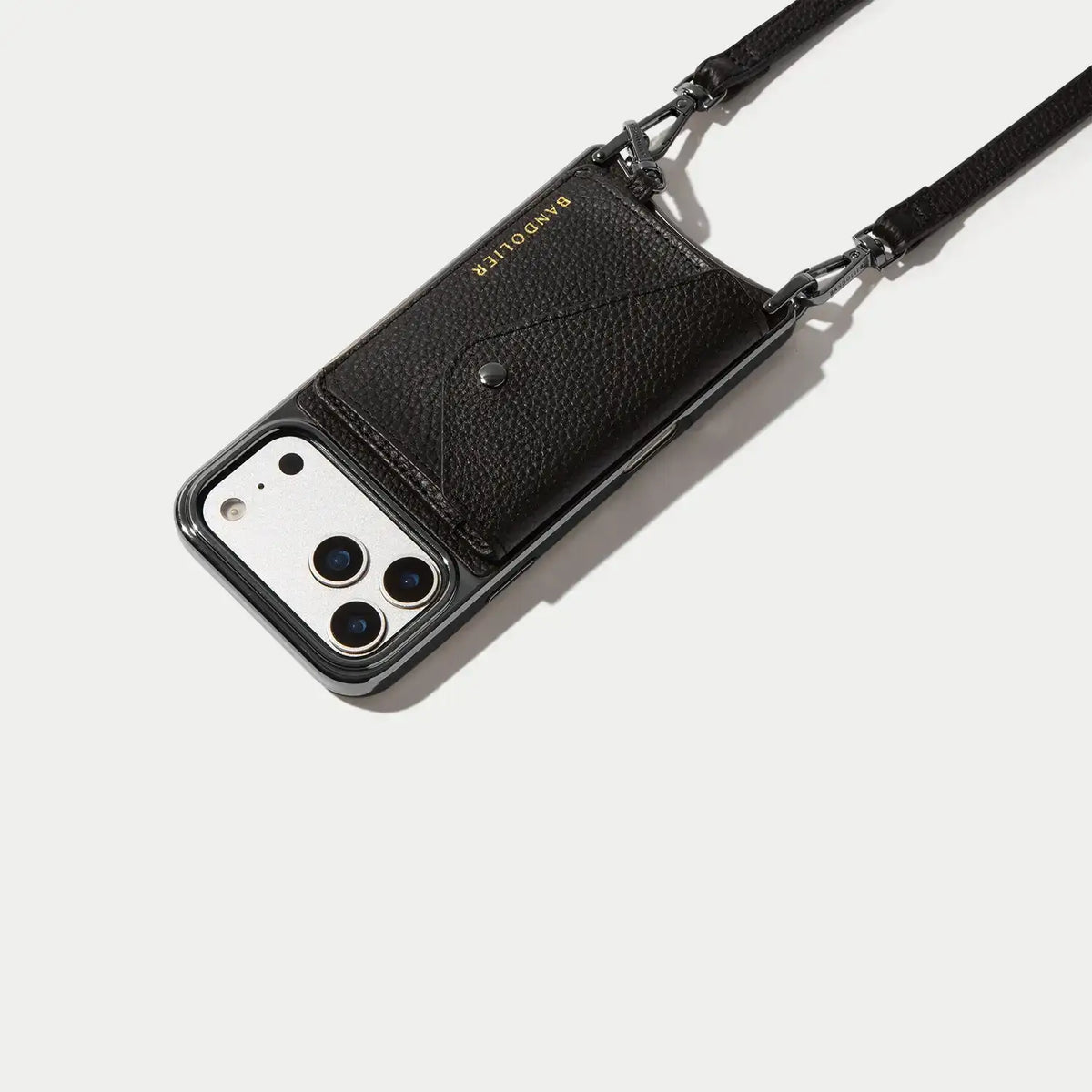 Remi Chrome Magnet Wallet Crossbody Phone Case - Black/Pewter