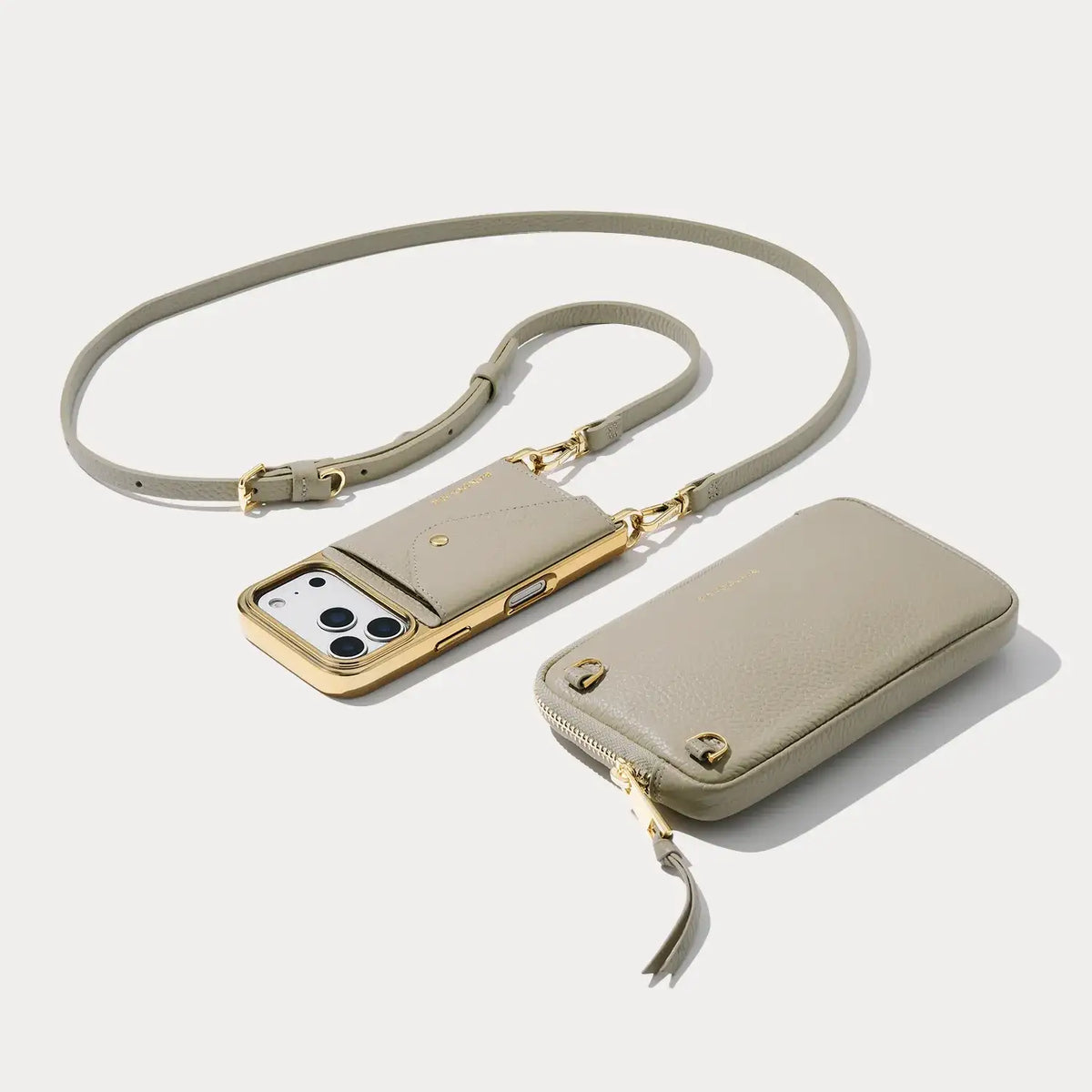 Donna Pouch Set - Stone/Chrome Gold