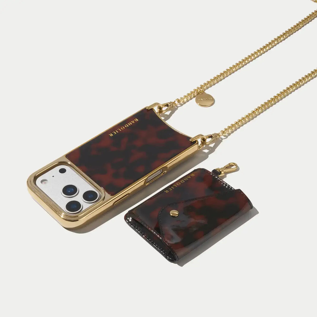 Rio Magnet Crossbody Phone Case - Tortoise/Chrome Gold