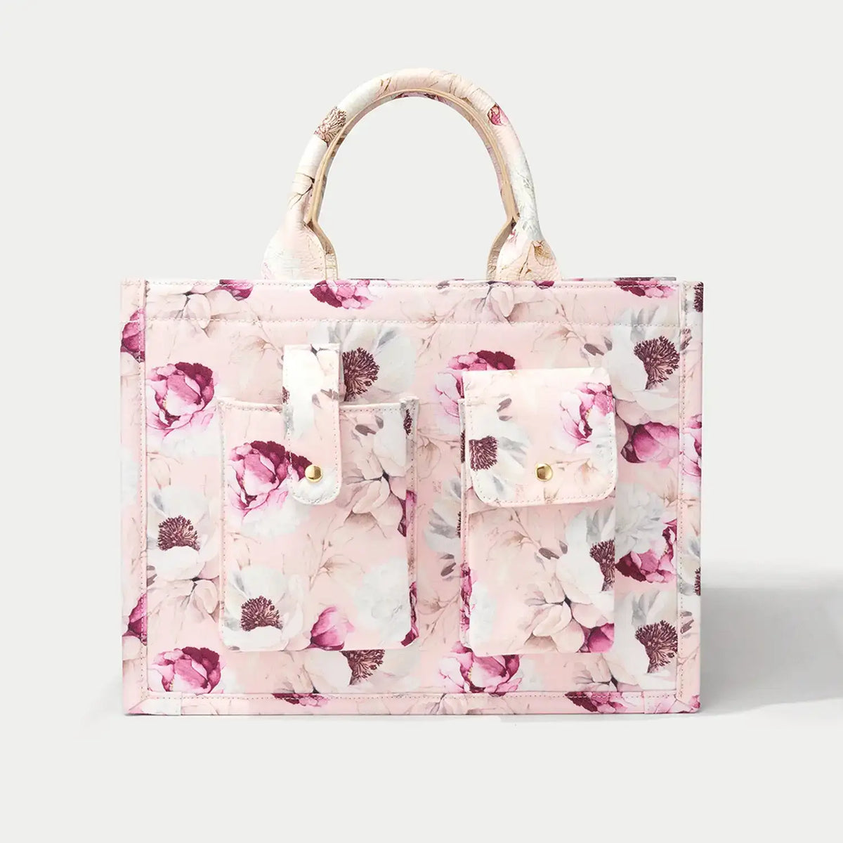 Book Tote - Ceci Pink Floral/Gold