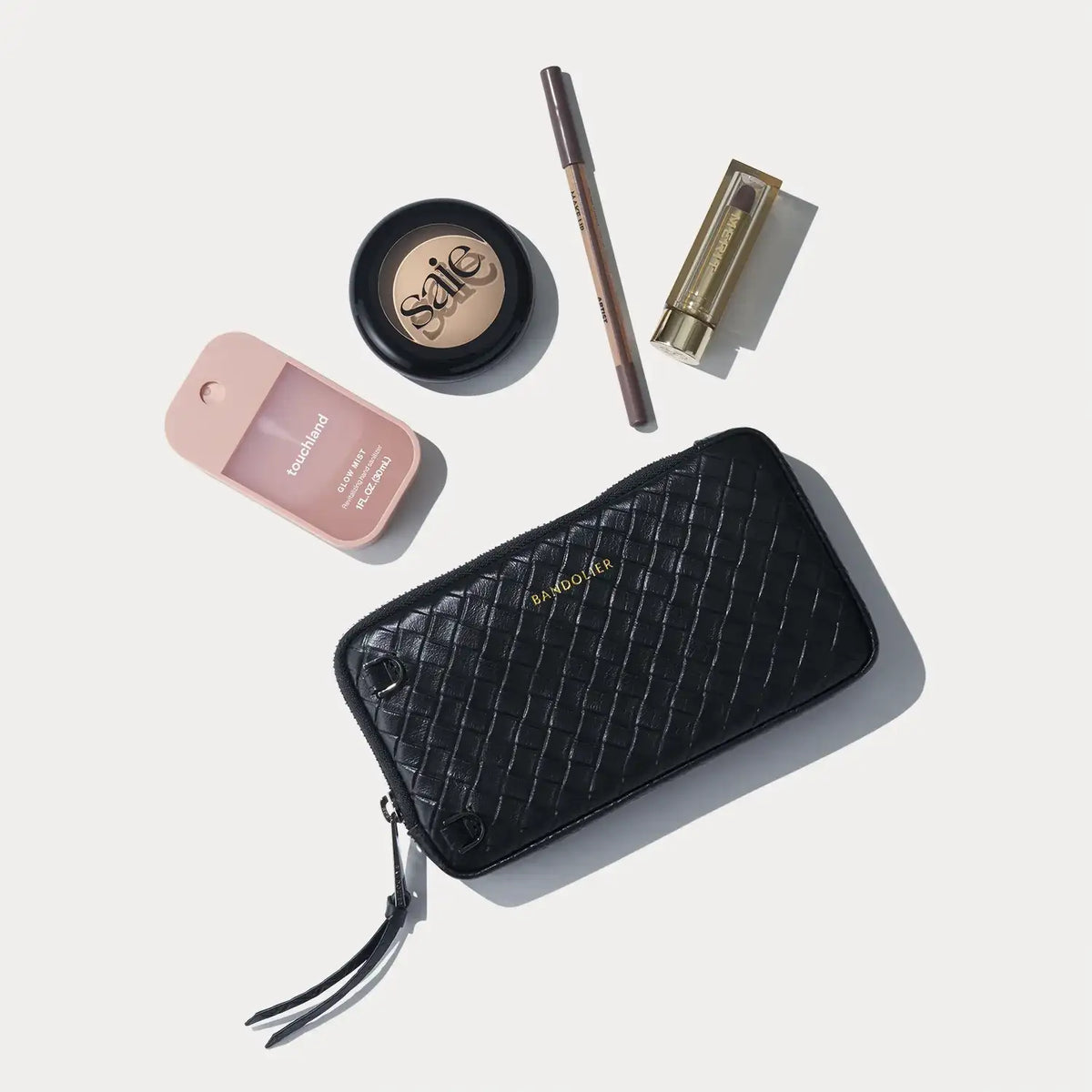 Expanded Zip Pouch - Black Woven/Pewter