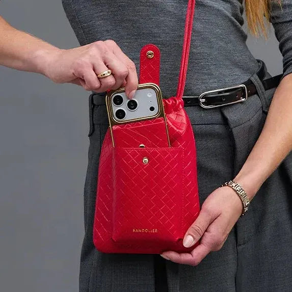 Dillon Pouchette - Tomato Red Woven/Gold