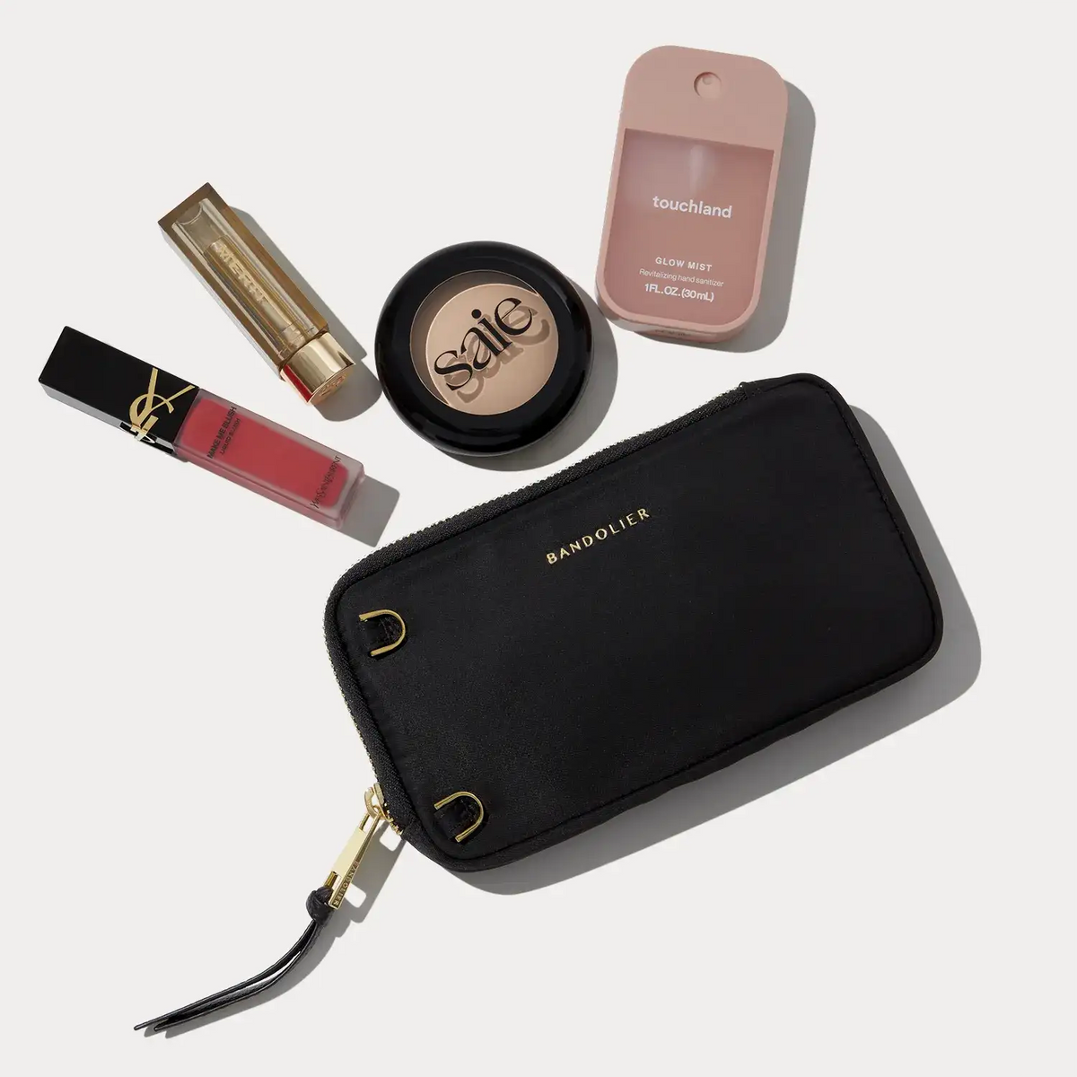 Nylon Expanded Zip Pouch - Black/Gold