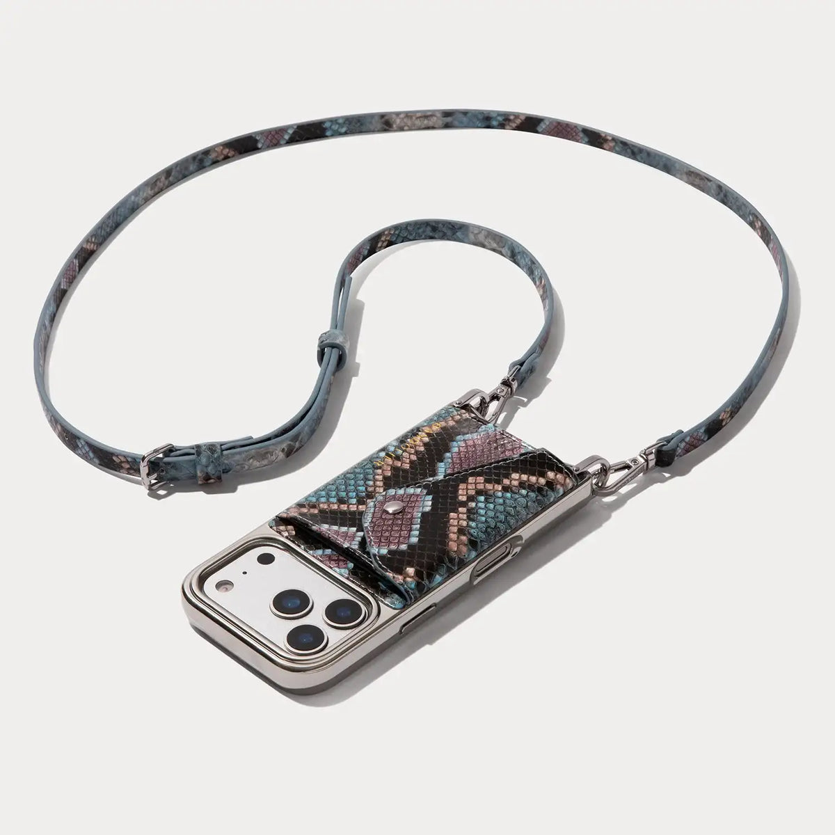 Donna Chrome Crossbody Phone Case - Prism Snake/Silver Chrome