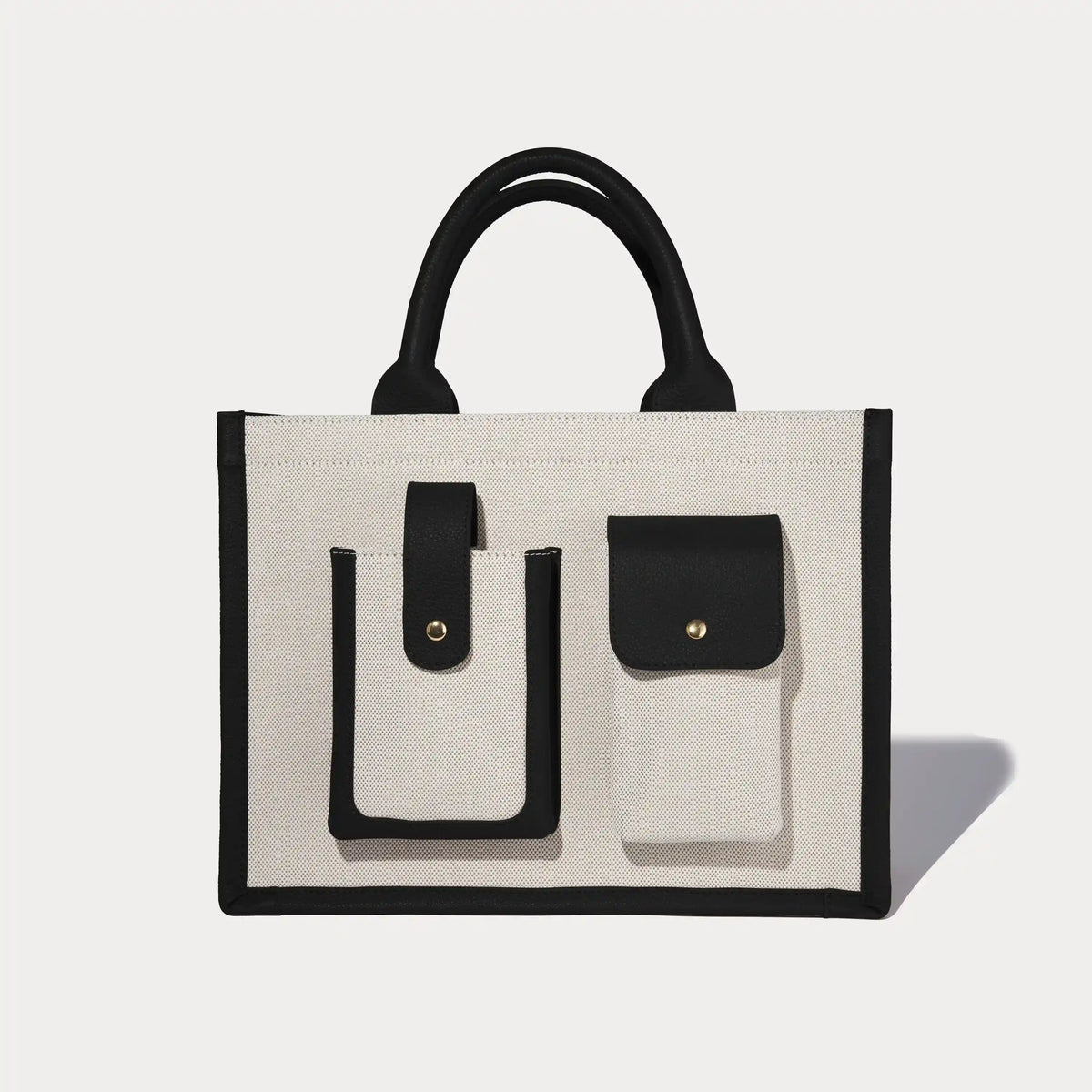 Dillon Book Tote - Cream Black/Gold